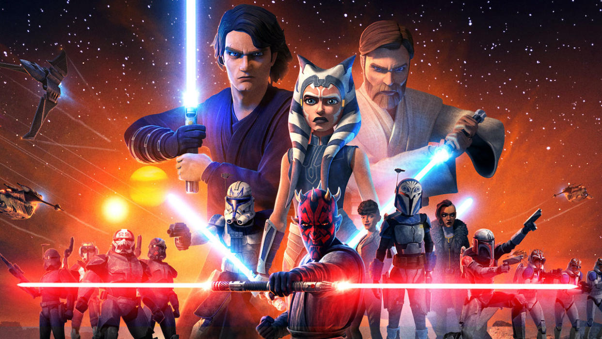  Star Wars: The Clone Wars Season 7 promo image depicting many characters 