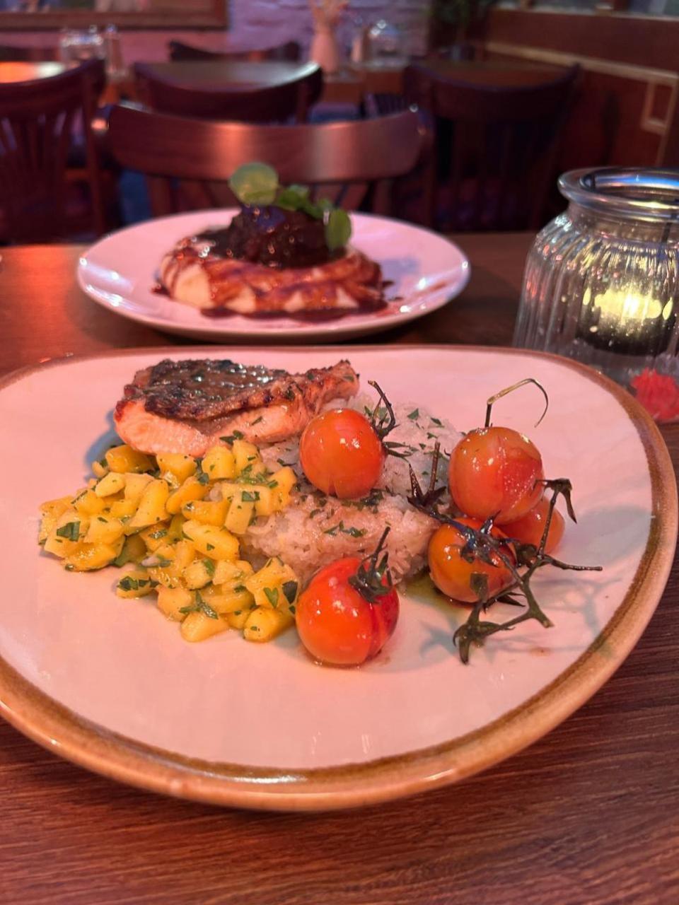 News Shopper: The pan-fried salmon with coconut rice and mango salsa had a zesty and sweet mix of flavours