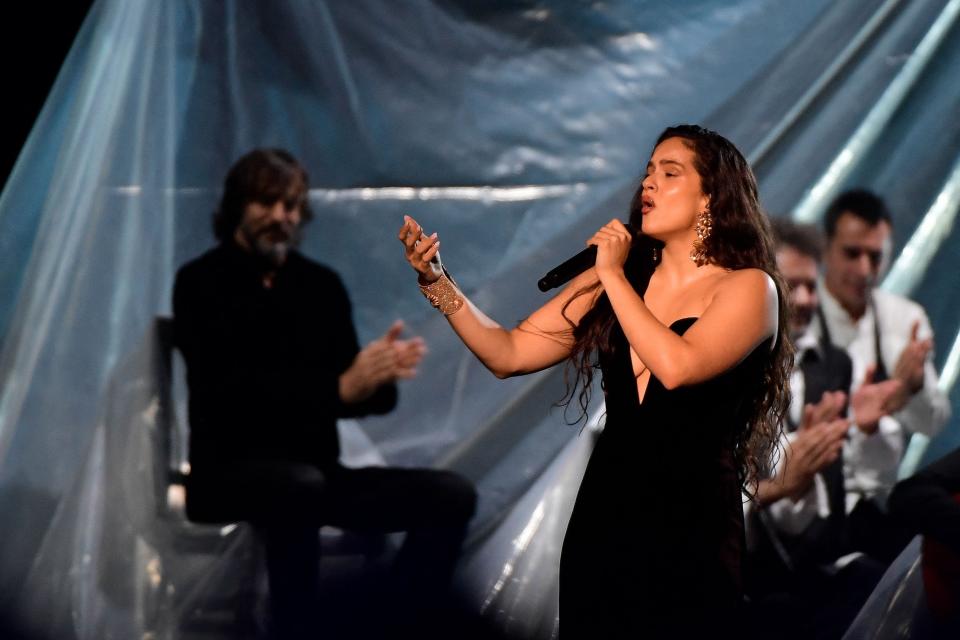 Rosalía, who was nominated for record of the year, opened the 2023 Latin Grammy Awards with a cover of Rocío Jurado’s "Se Nos Rompió El Amor."