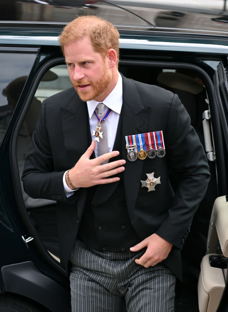 Body language expert Judi James says Prince Harry displayed some signs of anxiety during the celebrations. (Getty Images)