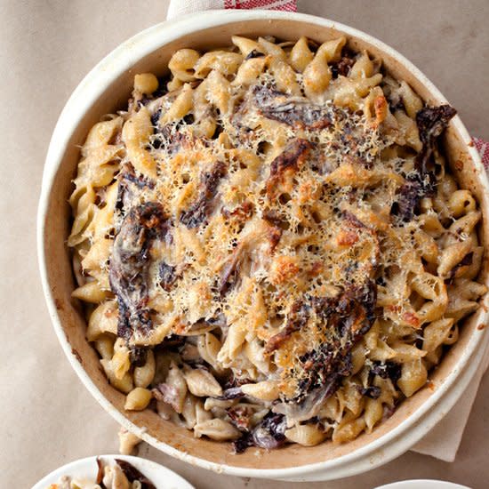 Three-Cheese Baked Pasta with Porcini and Radicchio
