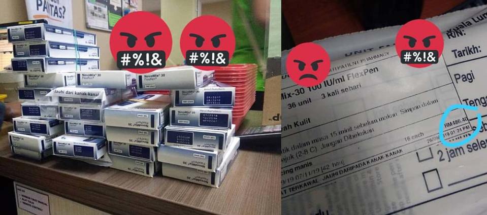 Several boxes of high-priced unused insulin was returned to the hospital, which led to an angered response from Nur. — Picture via Twitter/@shuuueee