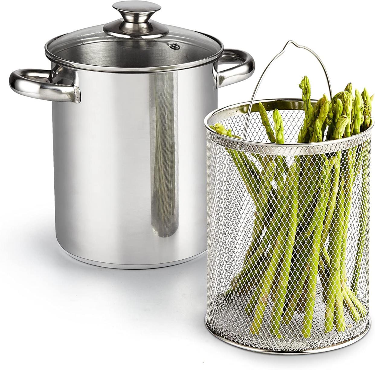 Cook N Home 4 Quart 3-Piece Vegetable Asparagus Steamer Pot B01EHXPT2Y