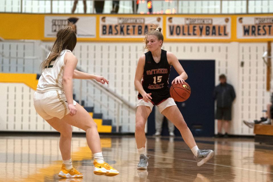 Gwynedd Mercy's Hannah Griffin gets by a defender in last season's PIAA 4A quarterfinals.