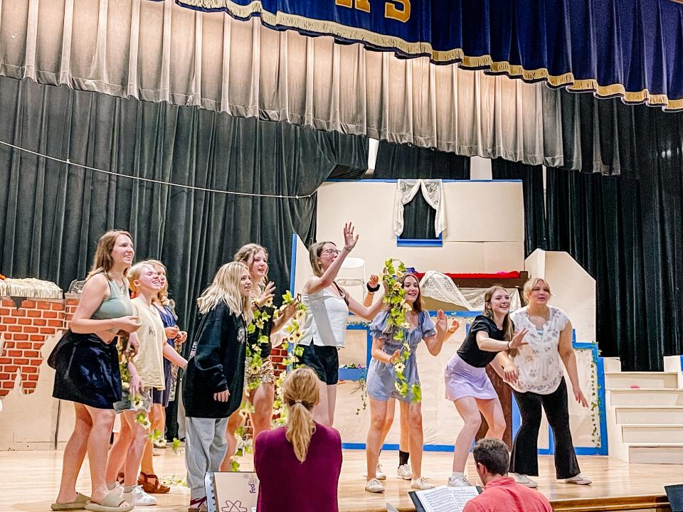 Gibbs High School students rehearse for their upcoming spring musical, "Mamma Mia!" on April 18, 2023