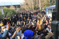 <p>In this photo taken by an individual not employed by the Associated Press and obtained by the AP outside Iran, university students attend a protest inside Tehran University while anti-riot Iranian police prevent them to join other protestors, in Tehran, Iran, Saturday, Dec. 30, 2017. (Photo: AP) </p>
