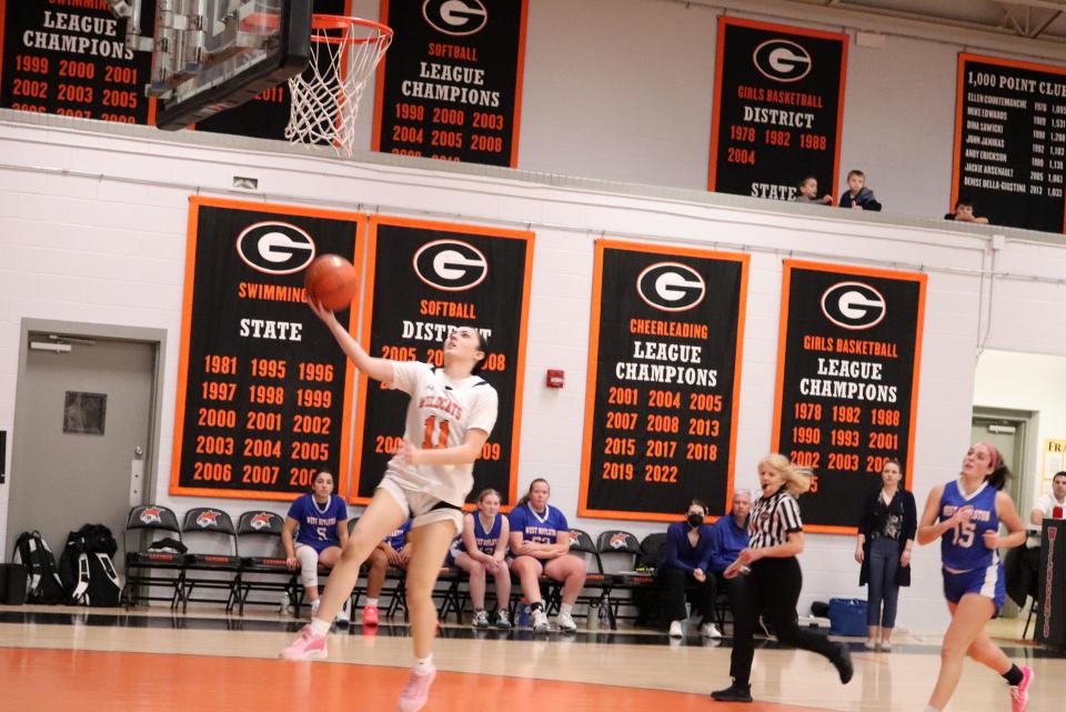 Gardner's Tati Vazquez completes a layup after a mid-court steal in the Wildcats game on January 10, 2024.