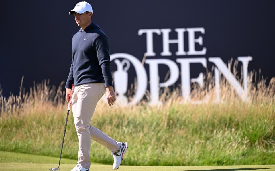 Rory McIlroy of Northern Ireland looks on prior to The 151st Open at Royal Liverpool Golf Club