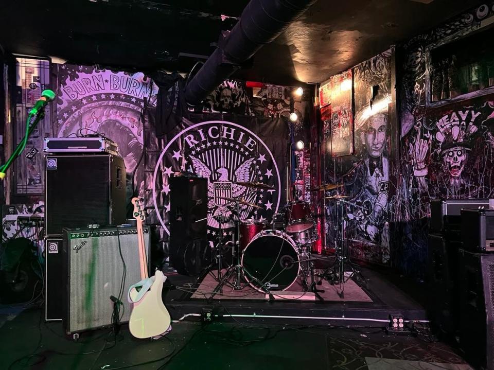 This was the stage for the Richie Ramone concert in April at Buzzbin Art & Music Shop in downtown Canton.