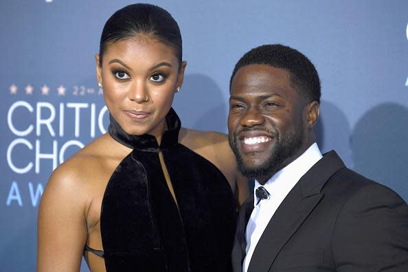 Did Kevin Hart cheat on Eniko Parrish? Pictured: Parrish, Hart attend The 22nd Annual Critics' Choice Awards at Barker Hangar on December 11, 2016 in Santa Monica, California.