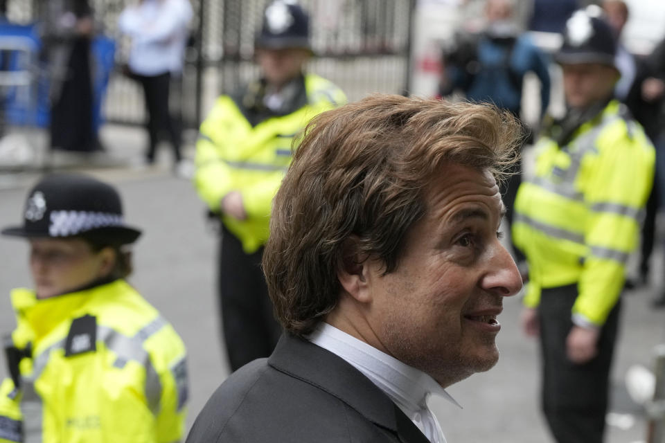 Prince Harry's lead lawyer David Sherborne arrives at the High Court in London, Tuesday, June 6, 2023. Prince Harry is due at a London court to testify against a tabloid publisher he accuses of phone hacking and other unlawful snooping. Harry alleges that journalists at the Daily Mirror and its sister papers used unlawful techniques on an "industrial scale" to get scoops. Publisher Mirror Group Newspapers is contesting the claims. (AP Photo/Frank Augstein)