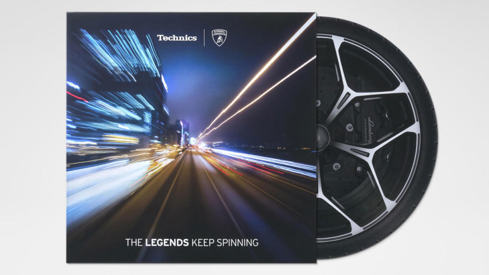 An exclusive Technics LP of six 12-cylinder Lamborghini supercar models in action.