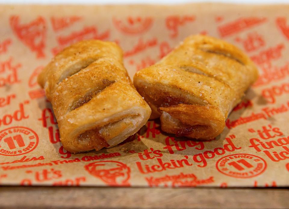 KFC’s new dessert — Apple Pie Popper - was served warm during a media event at the KFC test kitchen at the Yum! Brands headquarters in Louisville, Kentucky. March 27, 2024.