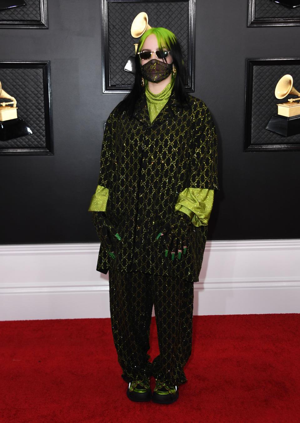 Billie Eilish arrives at the Grammy Awards on Jan. 26, 2020.