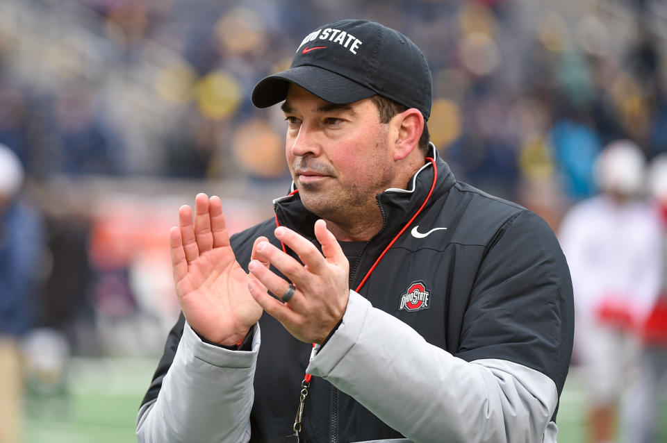 ANN ARBOR, MICHIGAN - NOVEMBER 30: Head Football Coach Ryan Day of the Ohio State Buckeyes before a college football game against the Michigan Wolverines at Michigan Stadium on November 30, 2019 in Ann Arbor, MI. (Photo by Aaron J. Thornton/Getty Images)