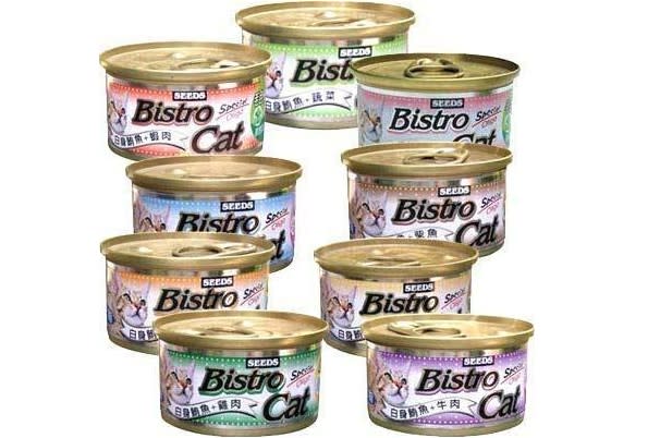 【SEEDS聖萊西】Bistro Cat特級銀貓健康餐罐80g，限時特價24元。（圖取自Yahoo拍賣）