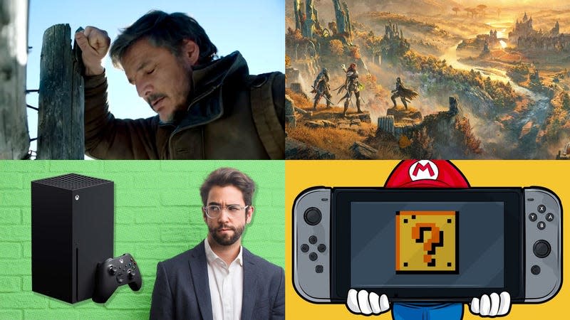 Image: HBO / Naughty Dog, Bethesda, Xbox / Kotaku / Asier Romero (Shutterstock), Nintendo / Kotaku, ArenaNet, Microsoft / Kotaku, Square Enix, Epic Games / Sega, Marvel, Screenshot: Twitch / Morgpie / Kotaku