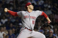Cincinnati Reds relief pitcher Luis Cessa delivers during the seventh inning of a baseball game against the Chicago Cubs Wednesday, July 28, 2021, in Chicago. (AP Photo/Charles Rex Arbogast)