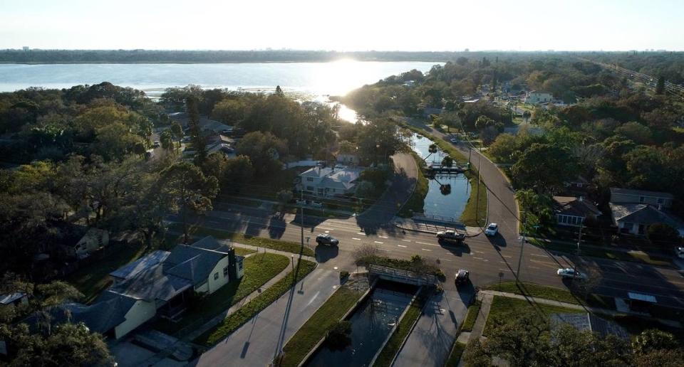 The neighborhood in St. Petersburg where Malekia and Maya McKinney grew up looking toward Lake Maggiore.