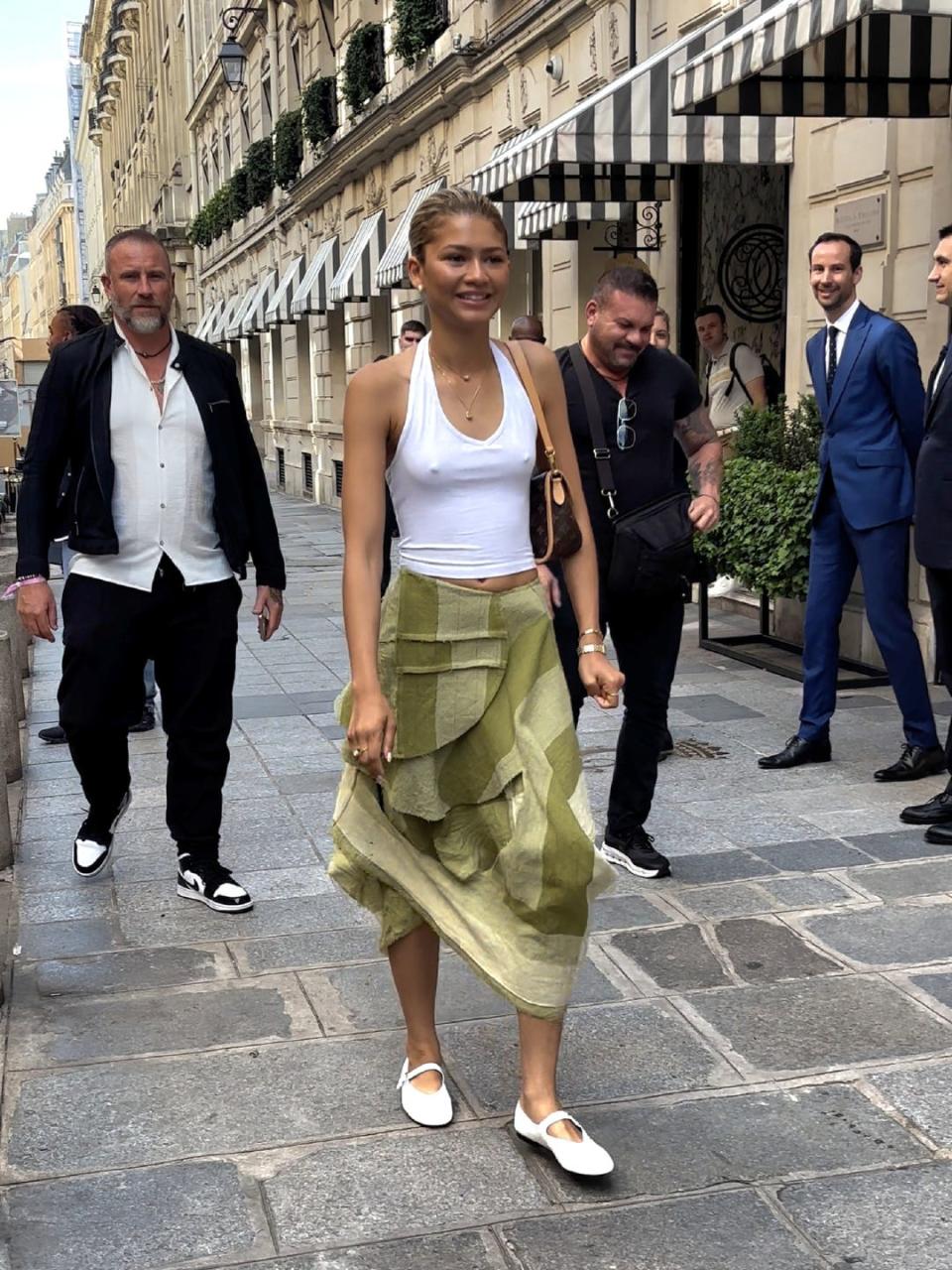 paris, france july 31 zendaya is seen leaving her hotel on july 31, 2024 in paris, france photo by megagc images