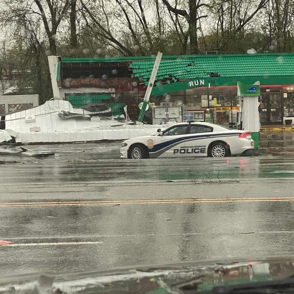 A tornado touched down in Wilkes County, causing heavy damage to homes and businesses in the area.