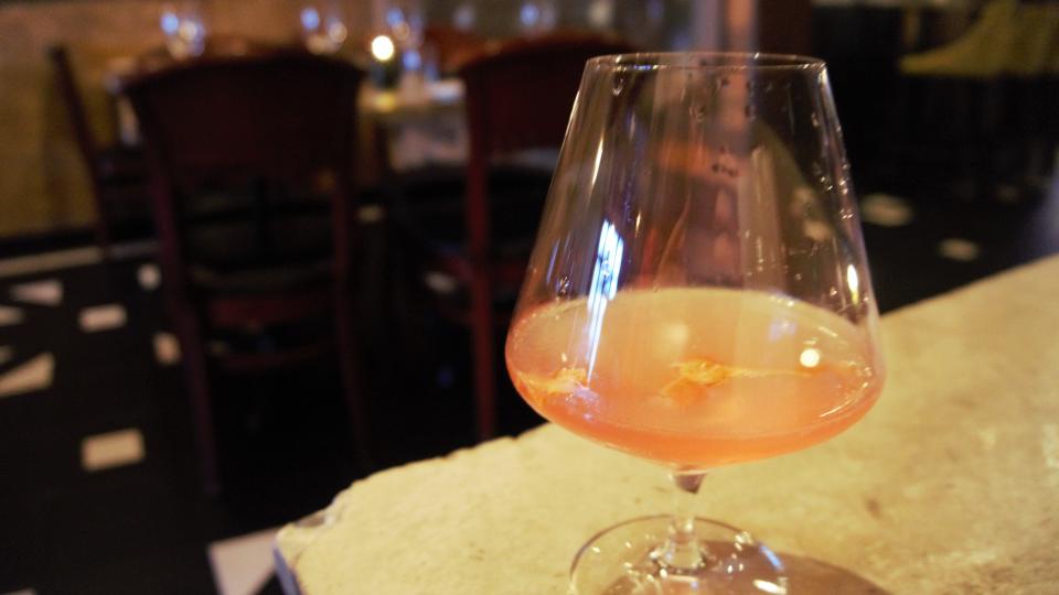 A "Garden Cult" seasonal cocktail at Tutoni's in Downtown York, includes Corralejo Blanco tequila, bell pepper syrup, Lo-Fi Gentian Amaro, lemon and celery bitters.