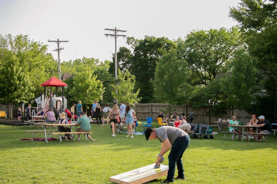 Families enjoy the nearly three acres of outdoor space at Mother's Brewing Company.
