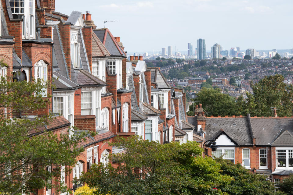 General view of Victorian housing and the London skyline in Muswell Hill, north London. Photo credit should read: Matt Crossick/Empics