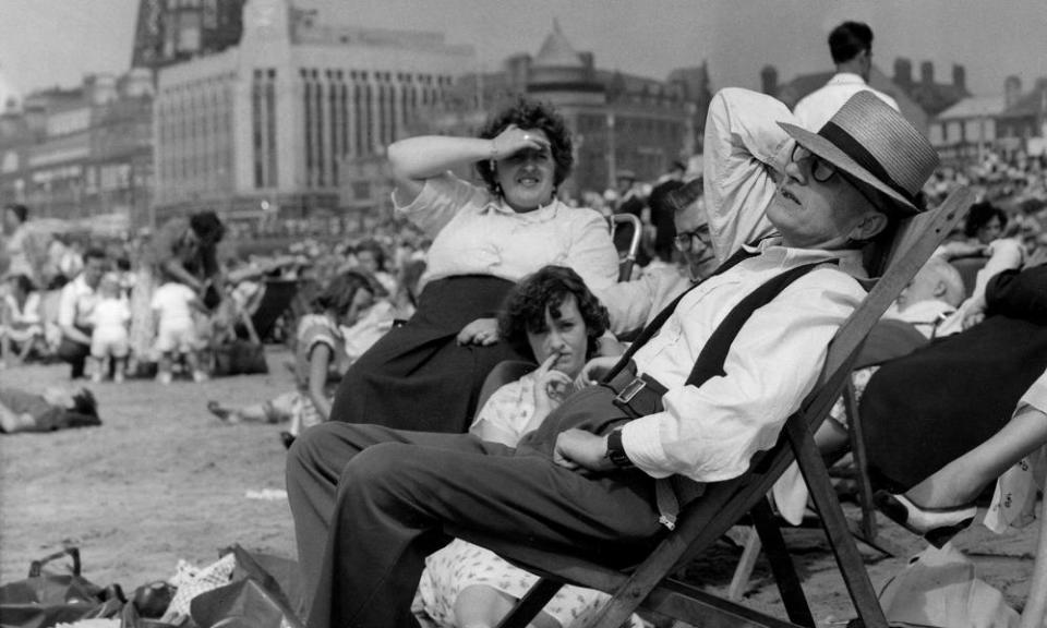 A family on the beach at Blackpool in the 1950s