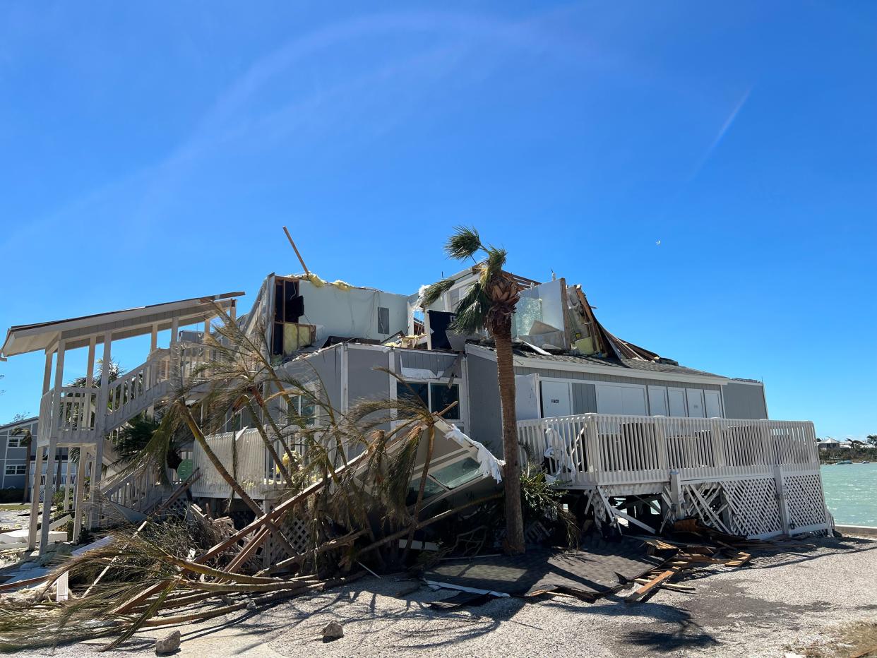 This building in the Boca Grande North condo complex on the causeway connecting the island of Boca Grande with the mainland suffered extensive damage, but those who have surveyed the island say many of the landmarks on one of Florida's most historic and exclusive destinations appear to have survived the storm.