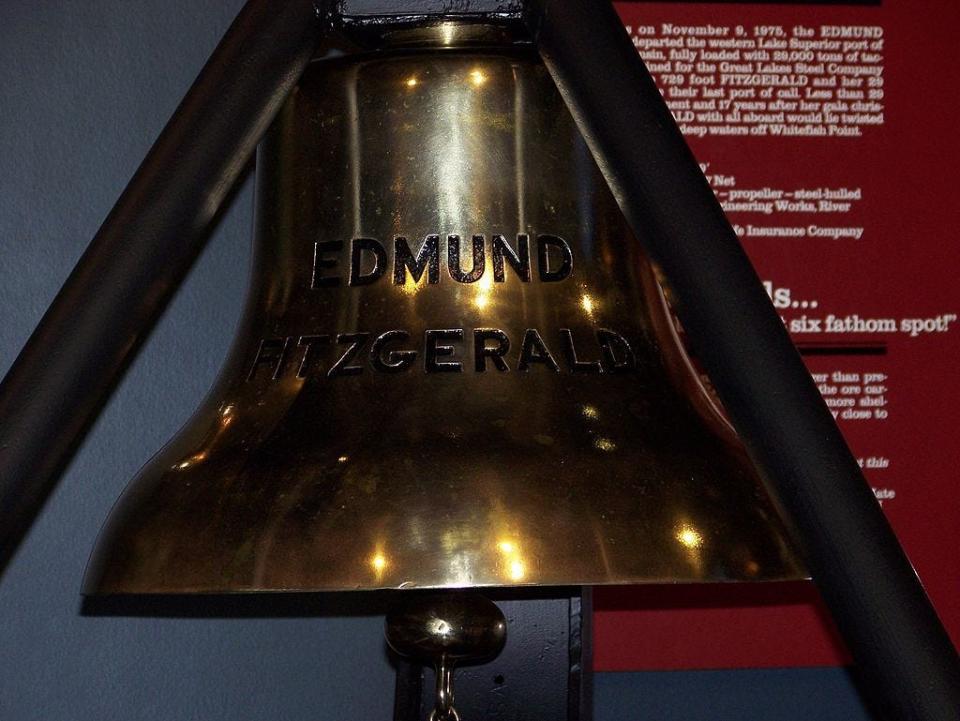 The bell of the Edmund Fitzgerald on display at the Great Lakes Shipwreck Museum.