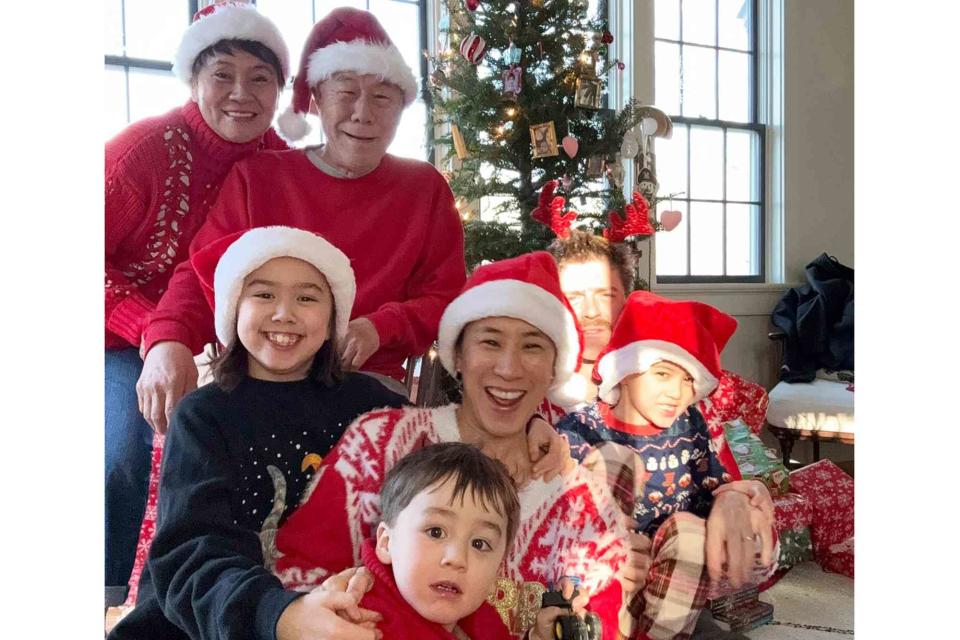 <p>Eva Chen/ Instagram</p> Eva Chen and family celebrate Christmas