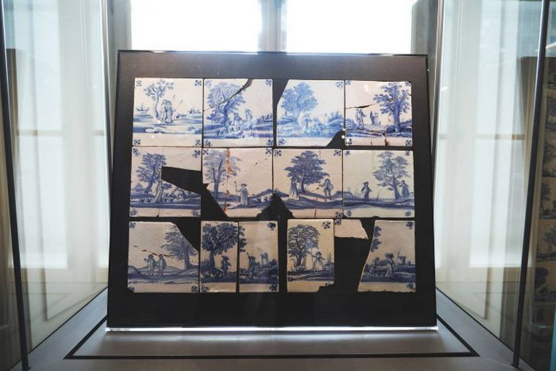 The tiles, which depict trees and shepherds, were lost during WWII after a fire at the residence, officials said.