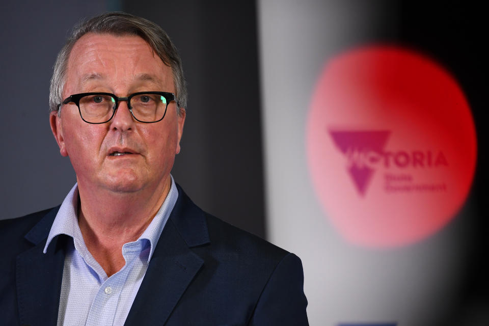 Victorian Minister for Health Martin Foley addressing the media Tuesday. Source: AAP