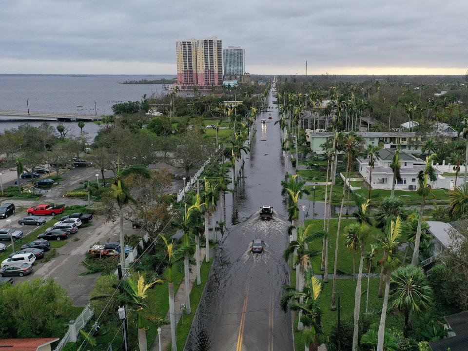 Florida streets flooded during Hurricane Ian