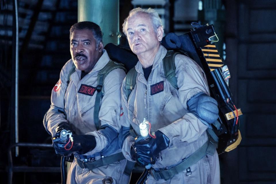 Ernie Hudson and Billy Murray in a scene from “Ghostbuster: Frozen Empire.” ©Columbia Pictures/Courtesy Everett Collection