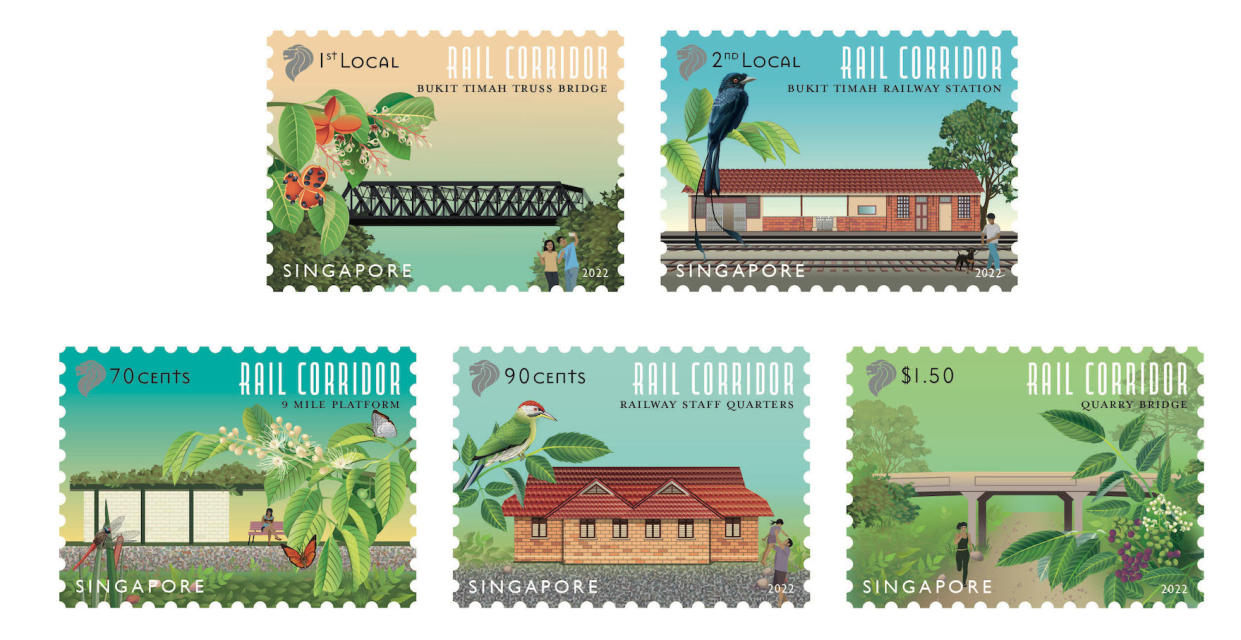 Commemorative stamps to mark the reopening of the Bukit Timah Railway Station along the Rail Corridor. (PHOTO: SingPost)