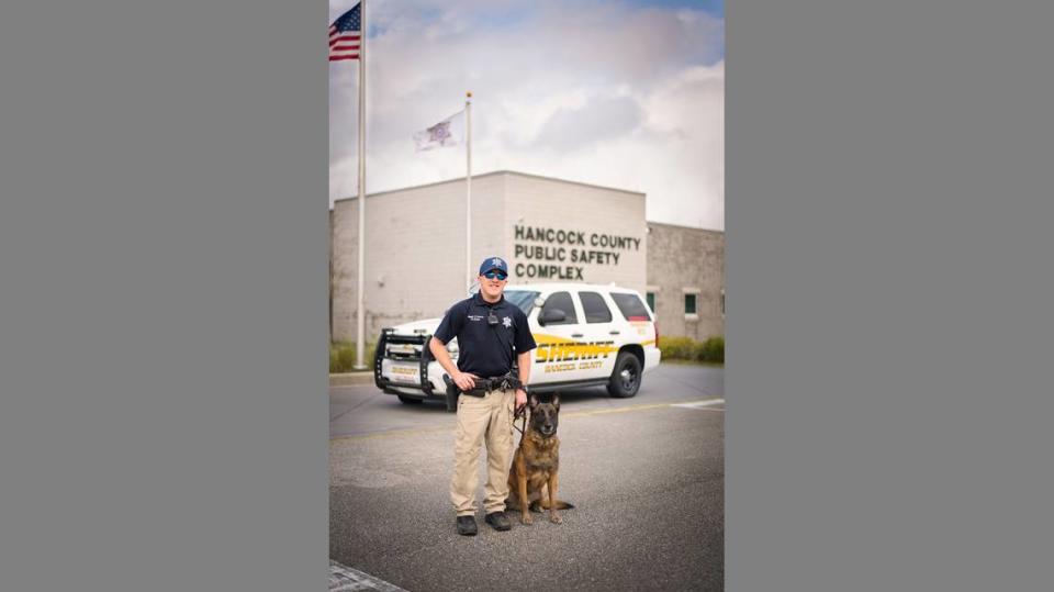 K-9 Deputy Loco pictured with his handler Deputy Colin Freeman.