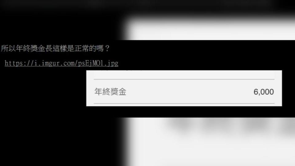 網友發現一筆錢入帳，竟是6000元的年終獎金。（圖／翻攝自PTT）