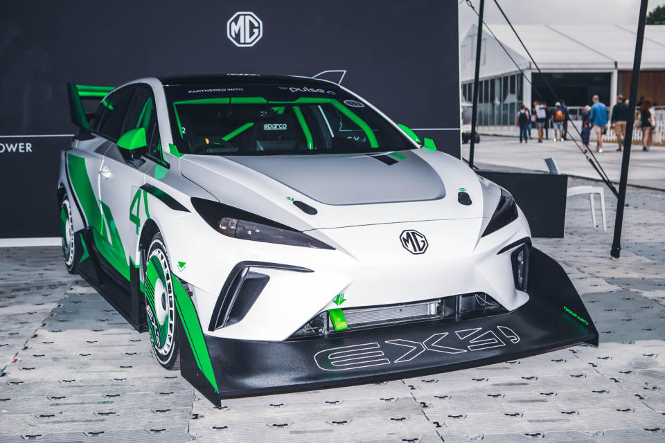 <p>MG has also shown the EX4, an electric hyper-hatch that pays tribute to the brand's iconic Group B Metro 6R4. Based on the 4 XPower, it uses the same 429bhp dual-motor electric powertrain that allows the road car to dispatch the 0-62mph sprint in 3.8sec. Its large rear spoiler, chiselled front wing and wide-box wheel arches are a clear reference to the 1980s rally car, jutting out from the basic 4’s bodywork. </p>
