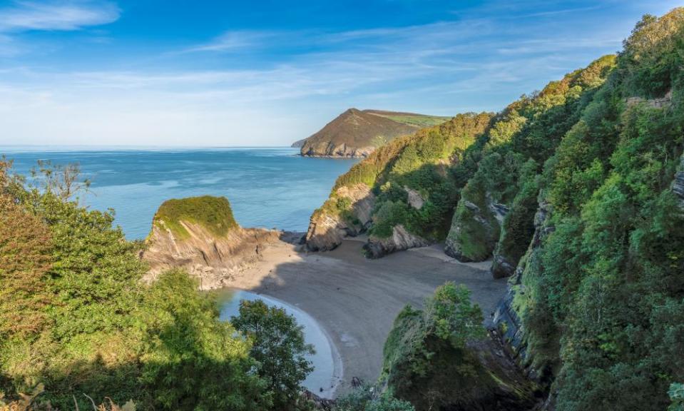 The Bristol Channel coast with Broadsands Beach, North Devon,