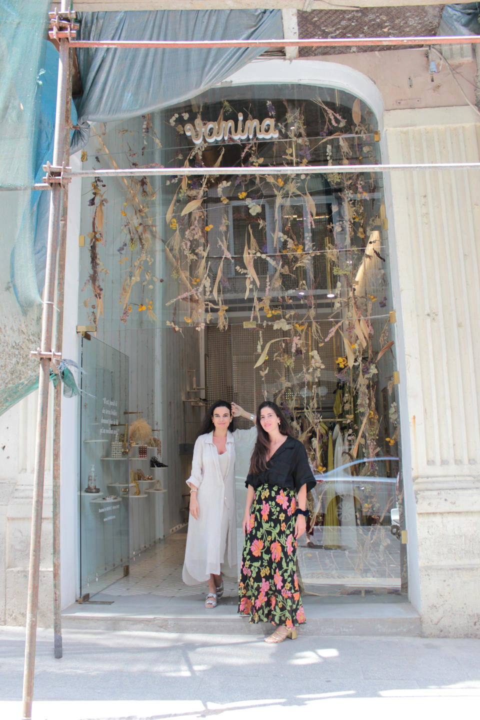 Vanina’s cofounders Joanne Hayek and Tatiana Fayad in front of their revamped store in Beirut. - Credit: Marya Ghazzaoui/Courtesy of Vanina