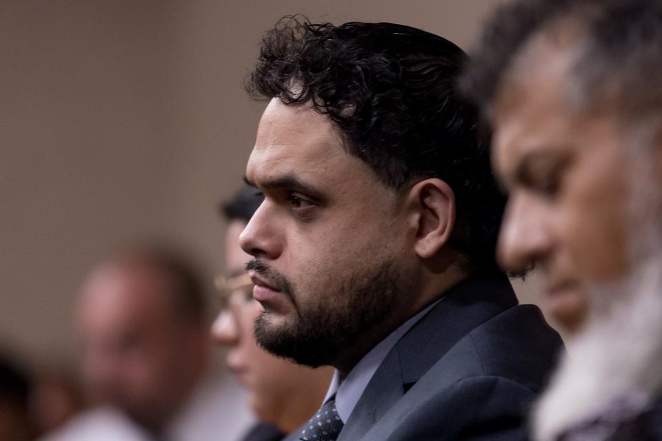 Facundo Chavez listens to the victim impact statements after his trial on Thursday, Aug. 10, 2023. An El Paso jury has returned a death penalty sentence for Chavez, who was convicted of killing El Paso Sheriff Deputy Peter Herrera during a 2019 traffic stop.