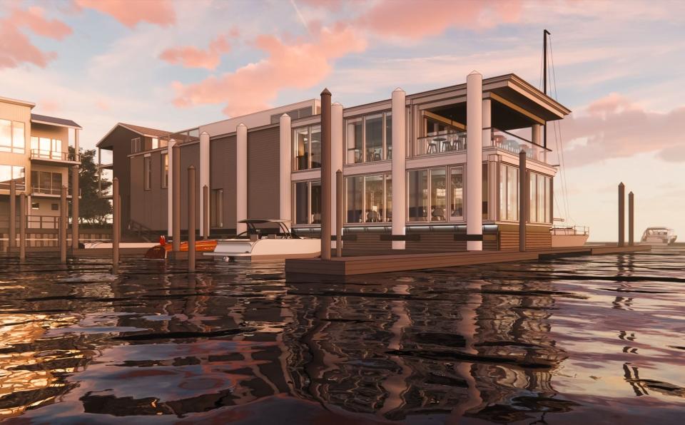 Rendering of The Commodore Club's planned floating restaurant at Wrightsville Yacht Club in Wrightsville Beach, N.C.