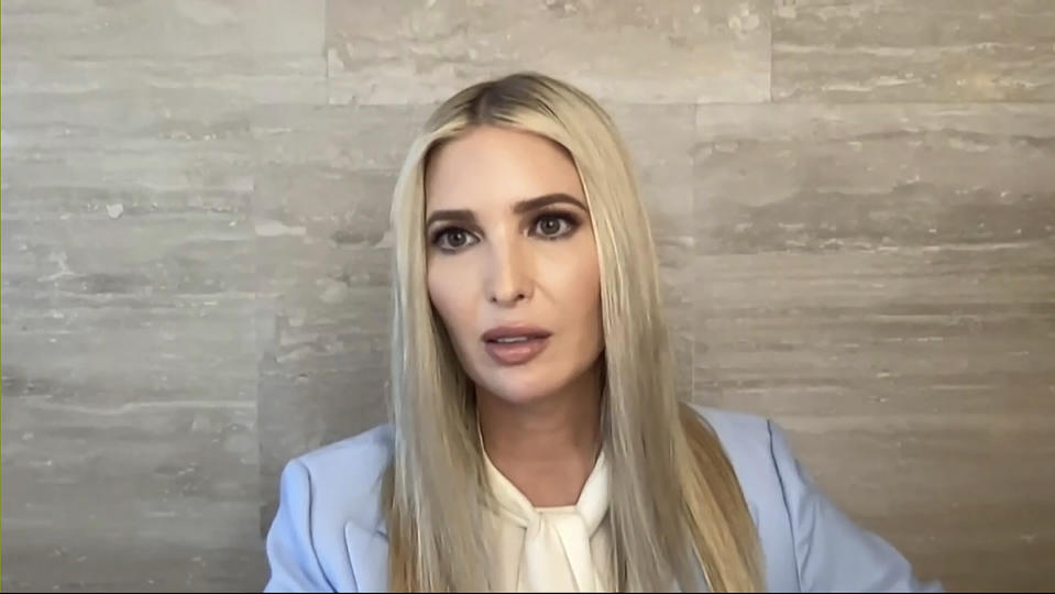 In this image from video released by the House Select Committee, an exhibit shows Ivanka Trump during a video deposition to the House select committee investigating the Jan. 6 attack on the U.S. Capitol, at the hearing Thursday, June 9, 2022, on Capitol Hill in Washington. (House Select Committee via AP)