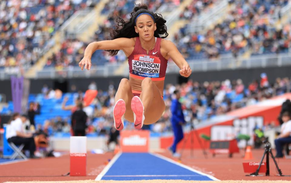 Katarina Johnson-Thompson doing the long jump - The rebirth of Katarina Johnson-Thompson - GETTY IMAGES