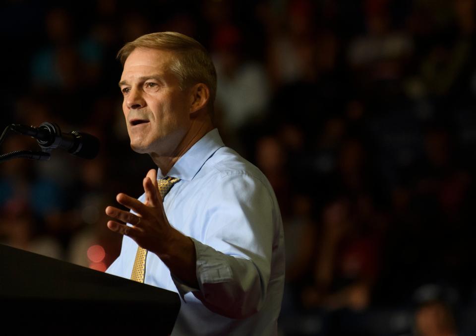 Rep. Jim Jordan (R-OH) speaks to supporters at a Save America Rally (Getty Images)