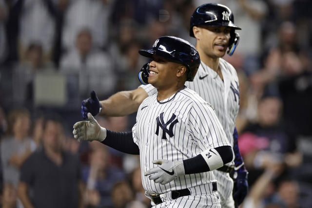 New York Yankees' Giancarlo Stanton to play outfield vs. Red Sox