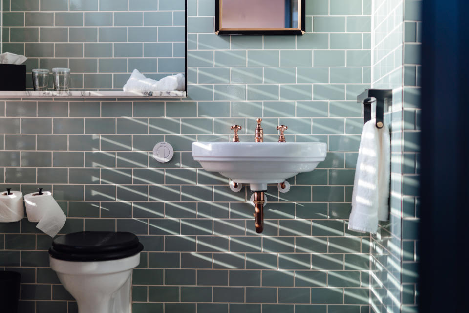 sunlight streaming into a bathroom