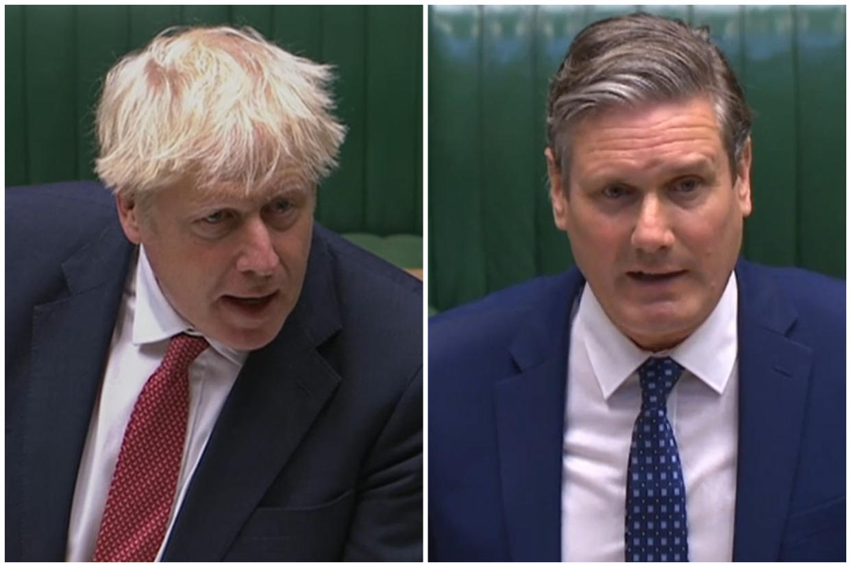 Boris Johnson and Keir Starmer clashed over IRA comments. (PA)